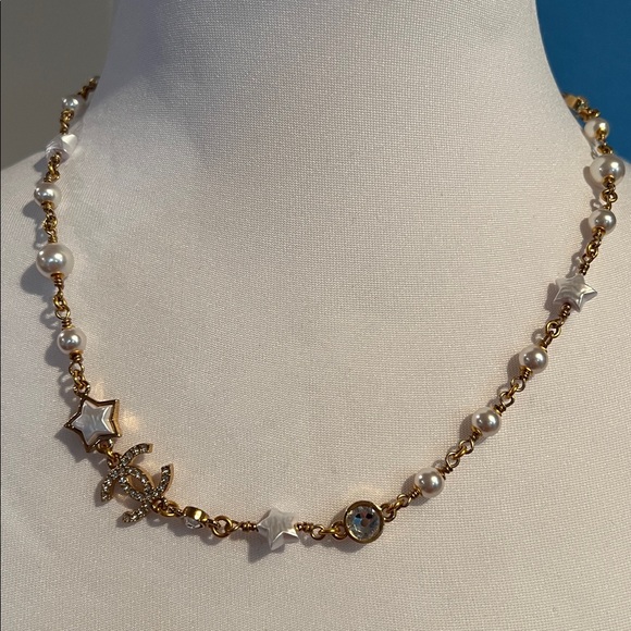 Chanel Bijoux Fantaisie necklace costume pearl star crystal - Picture 5 of 9